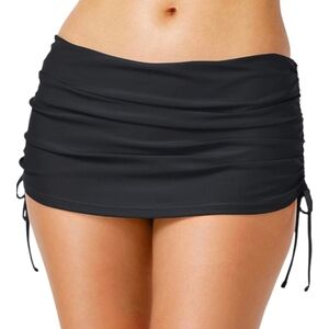 Island Escape Side Tie Black Bikini Skirt SZ:14